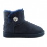UGG Australia Bailey Bling Mini Navy Синие угги мини с пуговицей-кристаллом Swarovski (Сваровски)