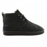UGG Men's Neumel - Black Угги мини мужские черные со шнурками