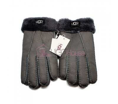 Мужские меховые перчатки UGG Grey Leather - 1002