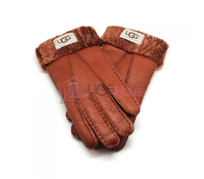 Мужские меховые перчатки Leather Red - 1016