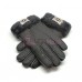 Мужские меховые перчатки Leather Dark Grey - 1013