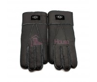 Мужские меховые перчатки Dark Grey Leather - 1001