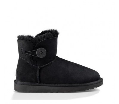 UGG Australia Bailey Button Mini II - Black Угги мини с пуговицей и водоотталкивающей пропиткой Черные