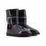 Угги Короткие Кожаные Zipper - Black Черные с молнией посередине